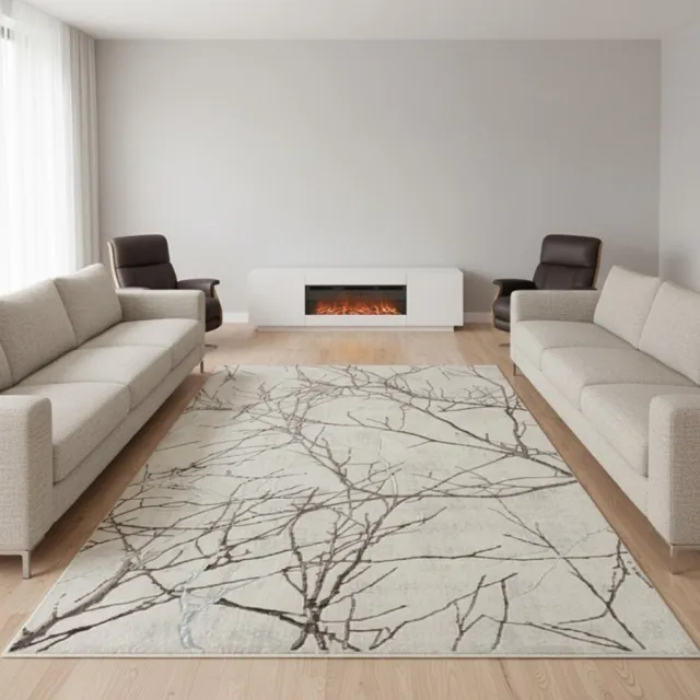 TapisTrend Designer tapijt Crème 160x230 cm Modern vloerkleed met ineengestrengelde takken en een marmerlook, geschikt voor de woonkamer, slaapkamer en eetkamer Beige