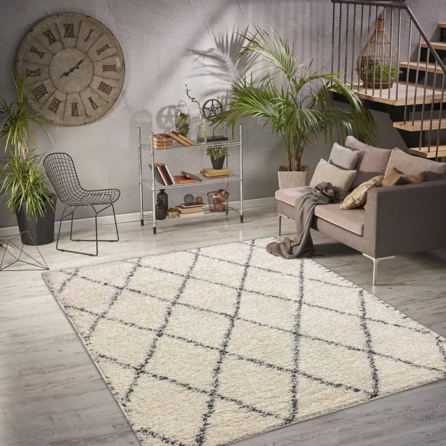 Aledin Carpets Doma - Vloerkleed 160x230 cm - Hoogpolig - Tapijten woonkamer Gebroken wit