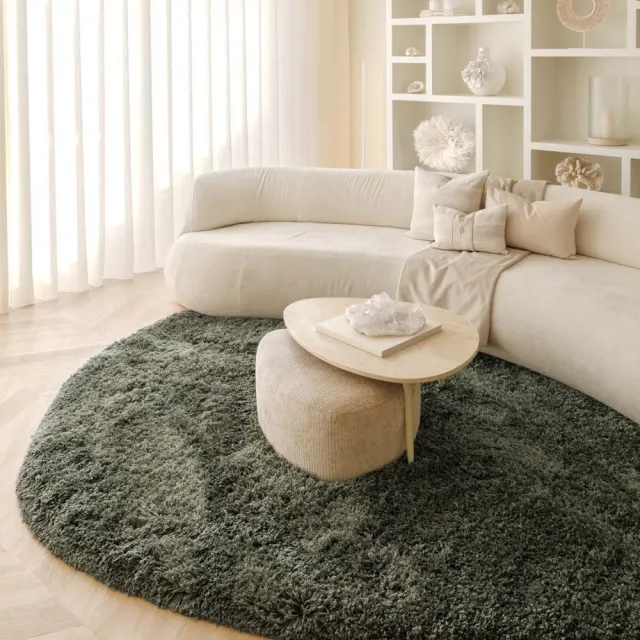 Nordic Weavers Organisch vloerkleed shaggy - Sveve Pebble mosgroen 150x210