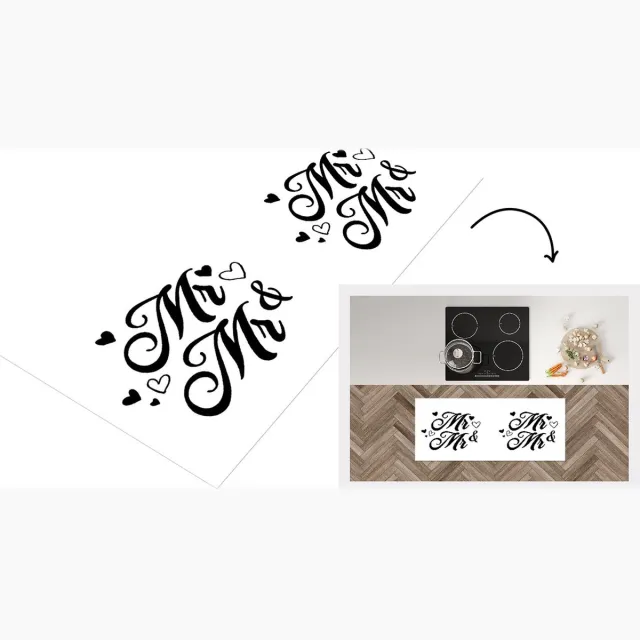 KitchenYeah Keukenloper - Loper keuken - Trouwen - 'Mr & Mr' - Spreuken - Quotes - 120x50 cm - Keukenloper vinyl Multicolor