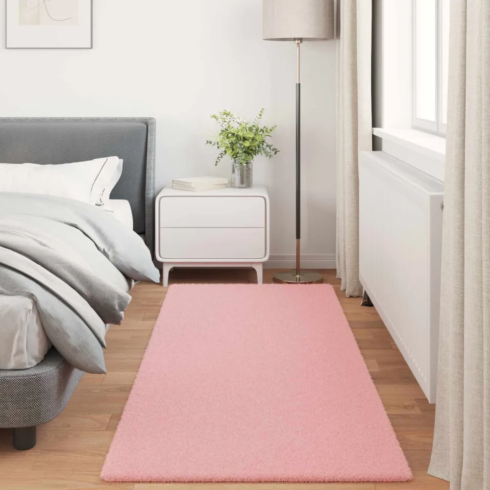 vidaXL Antislip vloerkleed van imitatie konijnenbont OLITE Roze, foto 3