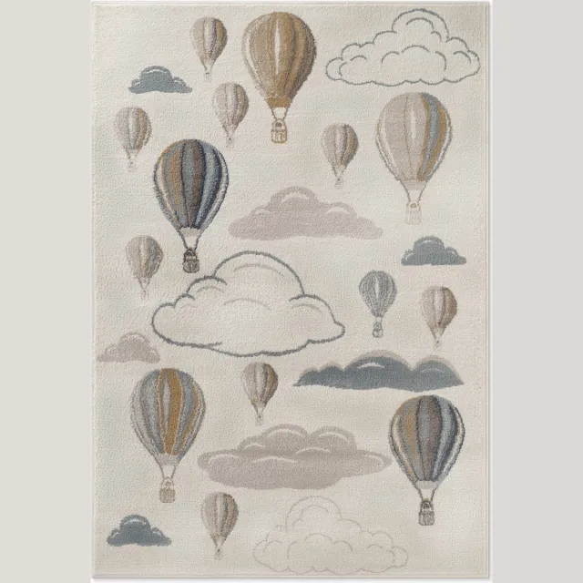 flycarpets Kindervloerkleed Adventures - Luchtballon - Creme / Multi 160x235 cm