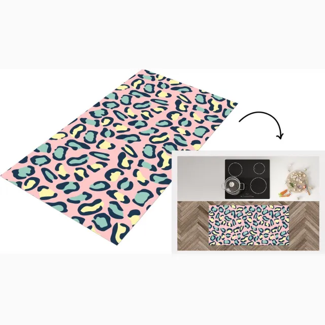 KitchenYeah Keukenloper - Loper keuken - Luipaard - Pastel - Dieren - Patronen - 120x60 cm - Keukenloper vinyl Multicolor