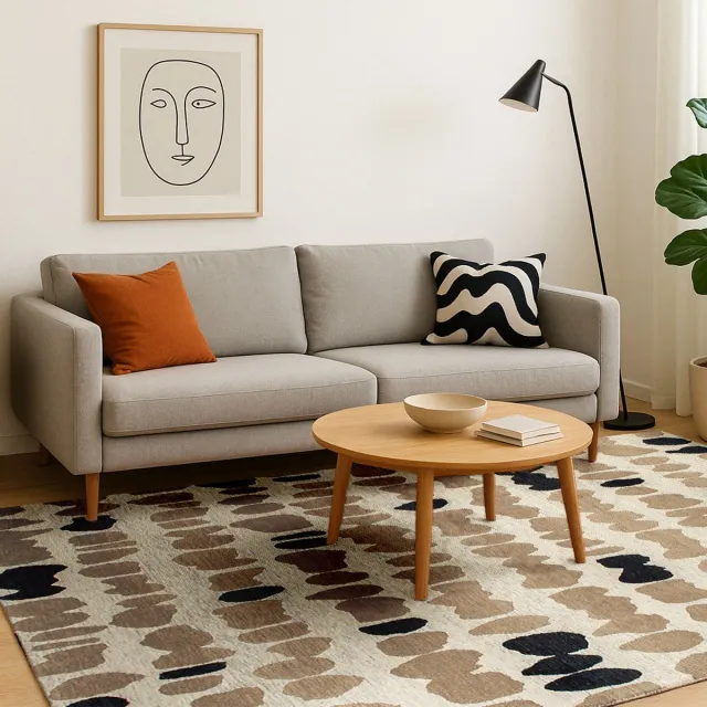 LOLA&MOI Binnen & Buiten Vloerkleed - 170 x 240 cm - Lola&Moi Lou Men In Black - Laagpolig Tapijt - Gerecycled PET - Made in Belgium - Circulair Zwart