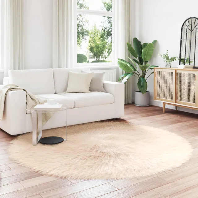 vidaXL Tapijt van imitatie TAFALLA Beige Ø 160 cm Polyester, foto 2