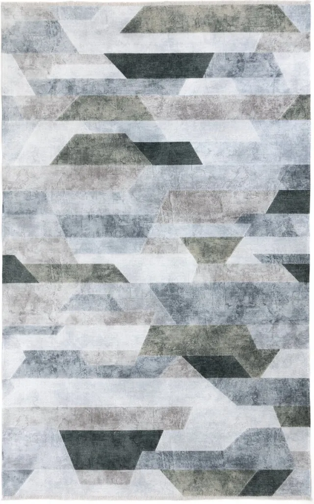 TESSO LIVING Kelim Trend Tapijt Woonkamer - Licht Grijs - 195cm x 280cm - Modern Laagpolig Vloerkleed, Superzacht, Machinewasbaar, Non-slip