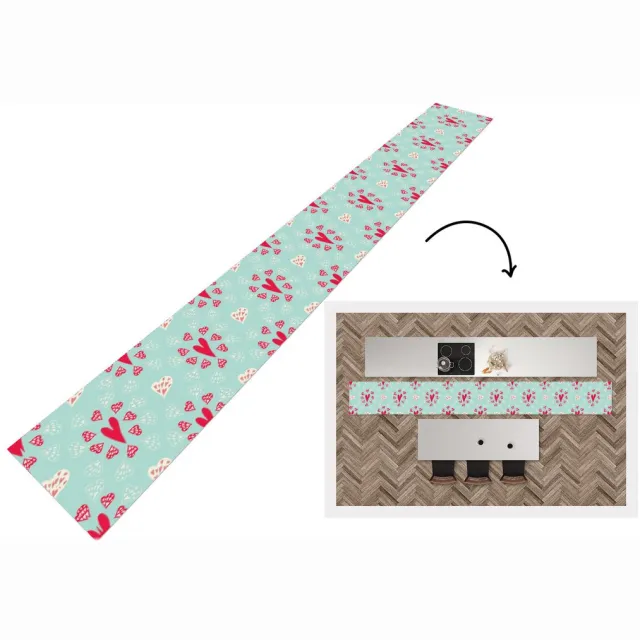 KitchenYeah Keukenloper - Keukenmat - Hartjes - Patronen - Pastel - Keuken vloerkleed Multicolor