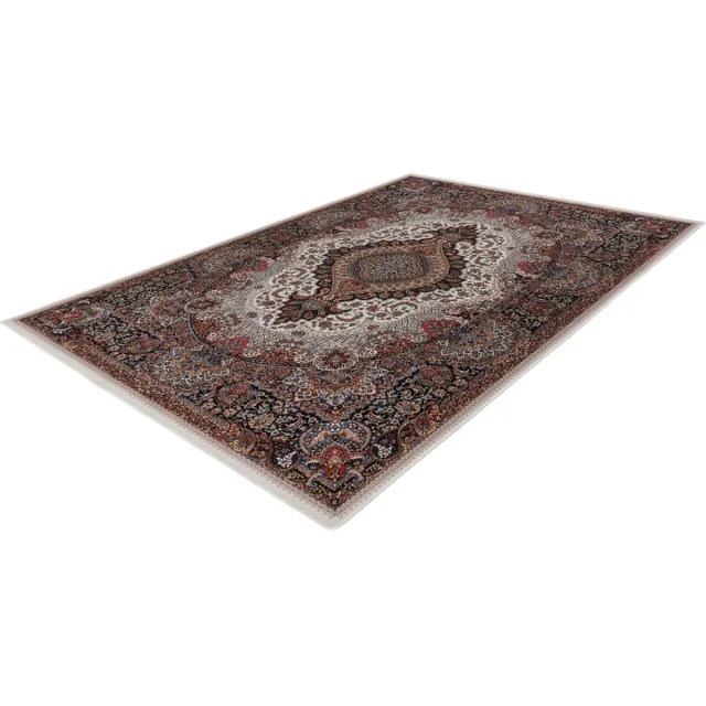 Lalee Dunya klassieke vloerkleed digitaal geprint karpet perziche motief laagpolige tapijt antislip rug wasbaar 160x230 cm ivory creme rood
