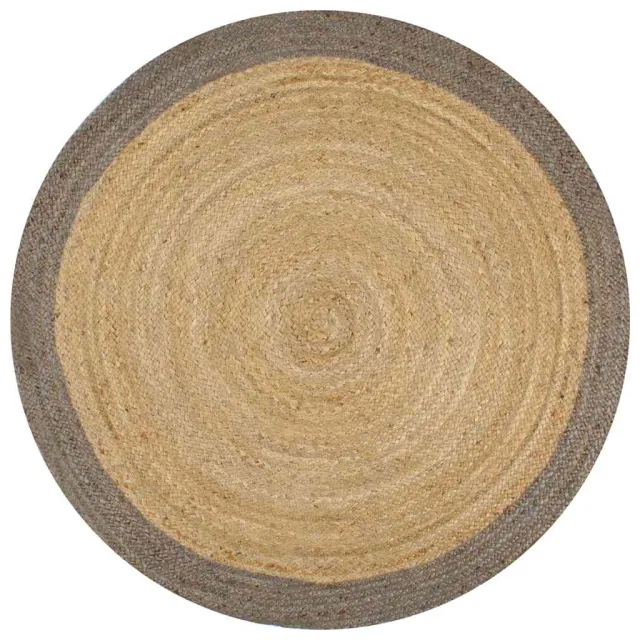 vidaXL Vloerkleed handgemaakt met grijze rand 150 cm jute Grijs