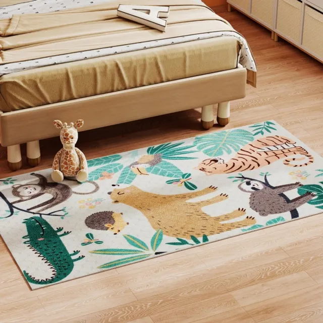 COVREO Vloerkleed 150 x 80 cm multicolor polyester, jungle dierenthema voor binnen