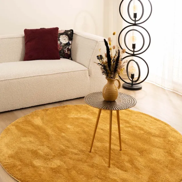 Paon Brillant Velours vloerkleed rond - Flair goud 200