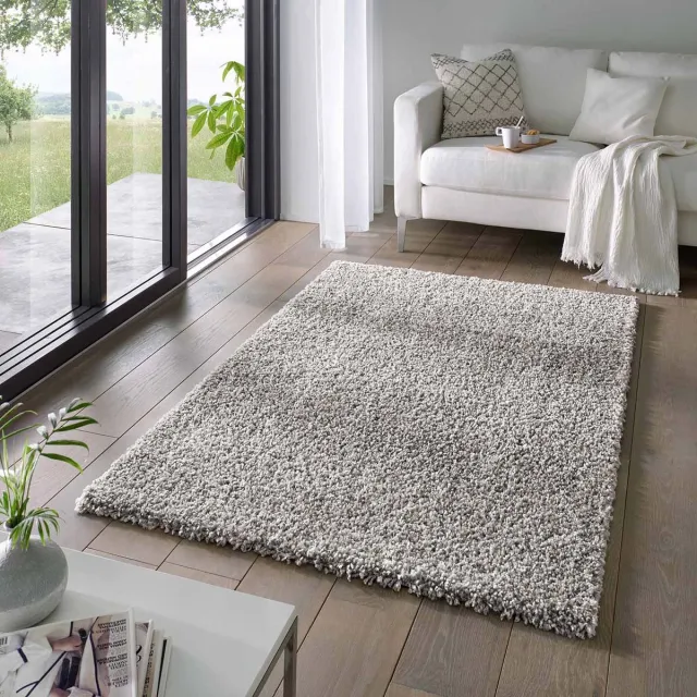 Tapeso Vierkant hoogpolig vloerkleed - Classic grijs 200x200