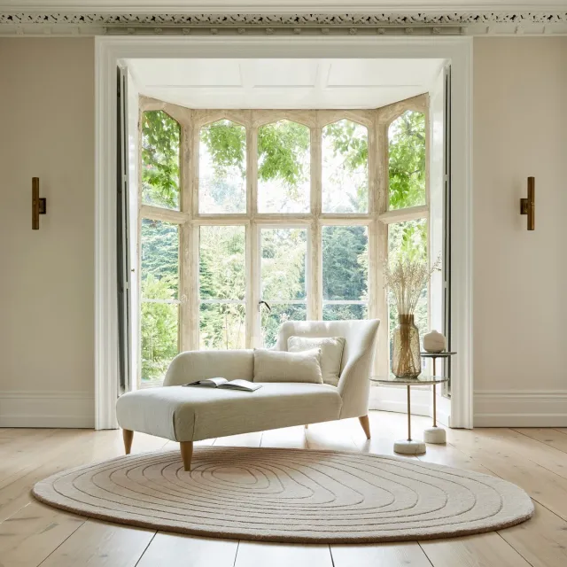 flycarpets Laagpolig Abstract Vloerkleed - Puddle Wool Ovaal - Naturel / Beige 160x230 cm