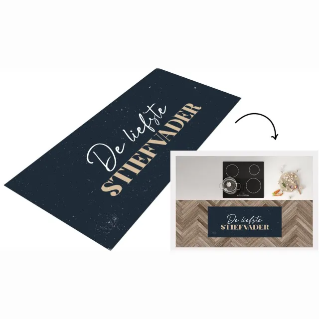 KitchenYeah Keukenloper - Loper keuken - Kado man - Stiefvader - Vaderdag - De liefste stiefvader - Quotes - Spreuken - 120x50 cm - Keukenloper vinyl Multicolor
