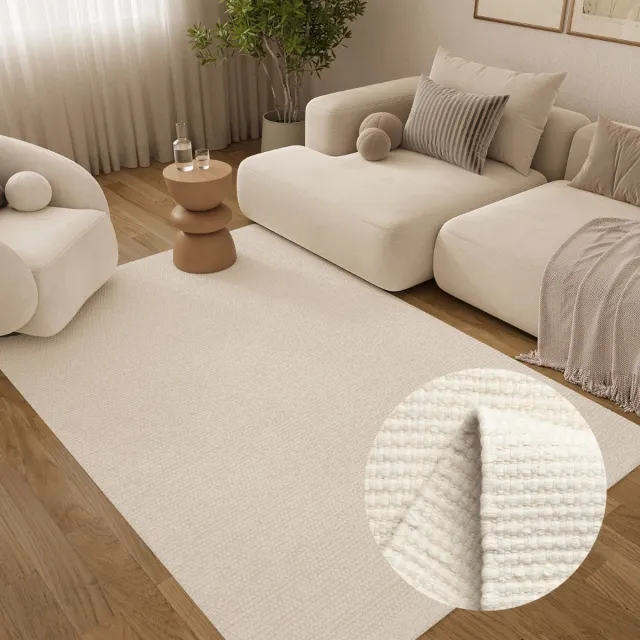 Tapiso Loni Vloerkleed van Wol – Handgeweven Wollen Tapijt voor Eetkamer, Woonkamer en Slaapkamer – Natuurlijk Wit – Modern & Zacht