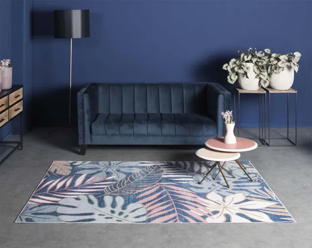 Joy de Vivre Vloerkleed bloemen - Urban Jungle blauw 160x230