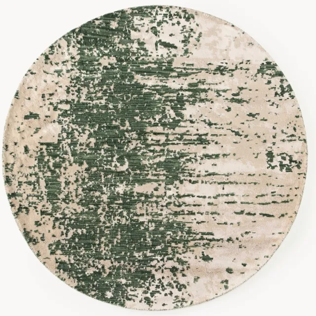 Westwing Collection Rond wollen vloerkleed Cynthia met abstract patroon, handgeweven Groen