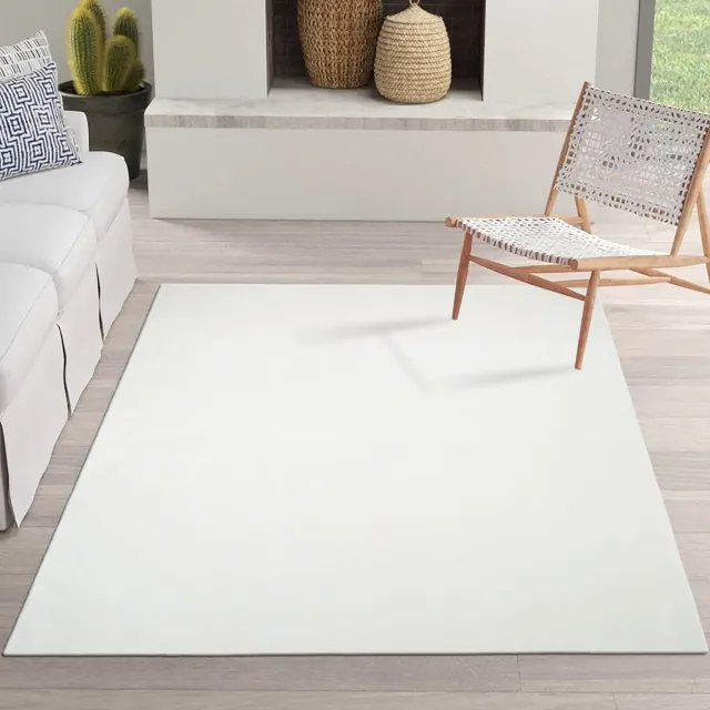 TESSO LIVING Relax Pluizig Tapijt - Superzacht - Modern vloerkleed - Effen kleur - Antislip - Wasbaar op 30°C - Velours effect - Woonkamer Slaapkamer Kinderkamer - Wit - 120cm x 160cm