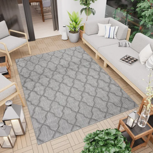 Tapiso Capri Vloerkleed Outdoor Indoor Woonkamer Binnen Tuintapijt Donkergrijs 1