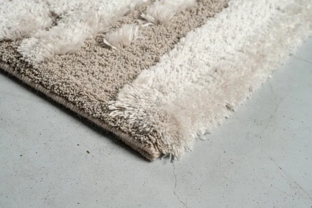 Eurogros Rugsman Osaka 013.0025.2383 Vloerkleed - 133 x 195 cm - Beige - Rechthoekig - Polyester - Eetkamer, Woonkamer, Slaapkamer - Abstract - Modern