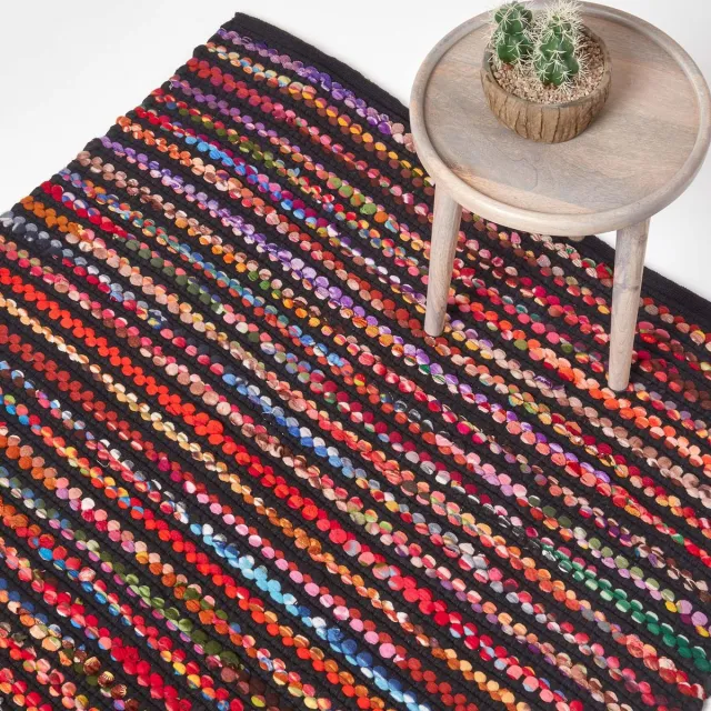 Homescapes Patchwork vloerkleed Folk 120x170 cm – handgeweven Chindi vloerkleed met kleurrijke strepen Kleurrijk Veelkleurig