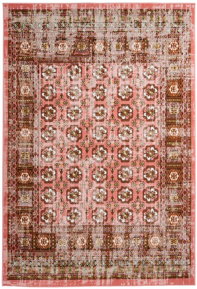Padiro elegant laagpolig vloerkleed 120 x 170 cm - bordeaux - oosters vintage patroon - voor vloerverwarming - van polypropyleen en jute rood