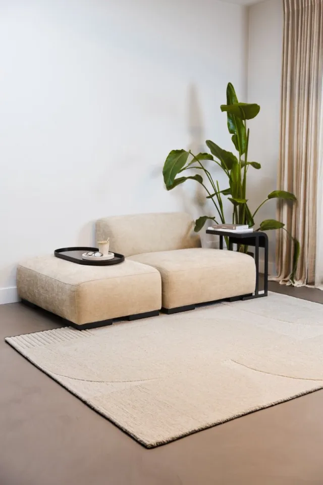 Rugsman REC Vloerkleed - 200 x 290 cm - Beige - Rechthoekig - Wol - Woonkamer, Eetkamer, Slaapkamer - Geometrisch - Scandinavisch, Boho, Modern