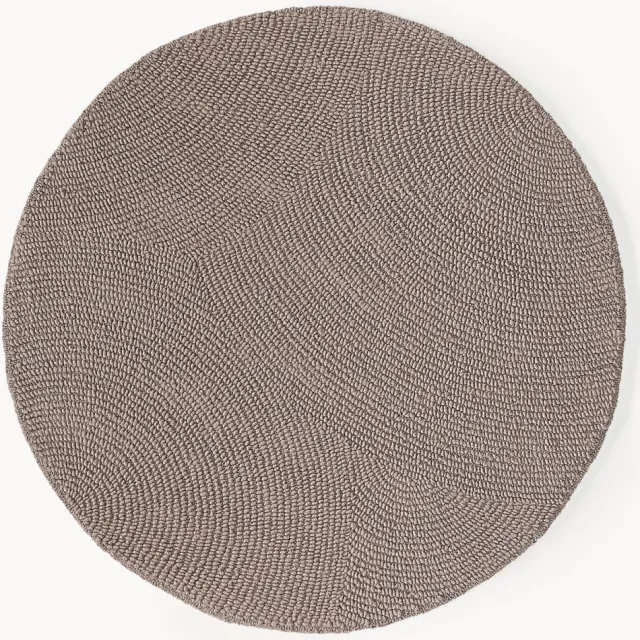 Westwing Collection Rond wollen vloerkleed Eleni, handgetuft Taupe