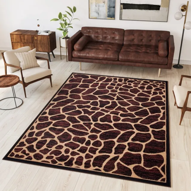 Tapiso Atlas PP Vloerkleed Bruin Modern Luipaard Woonkamer Tapijt Maat- 100x200 Bruin 3