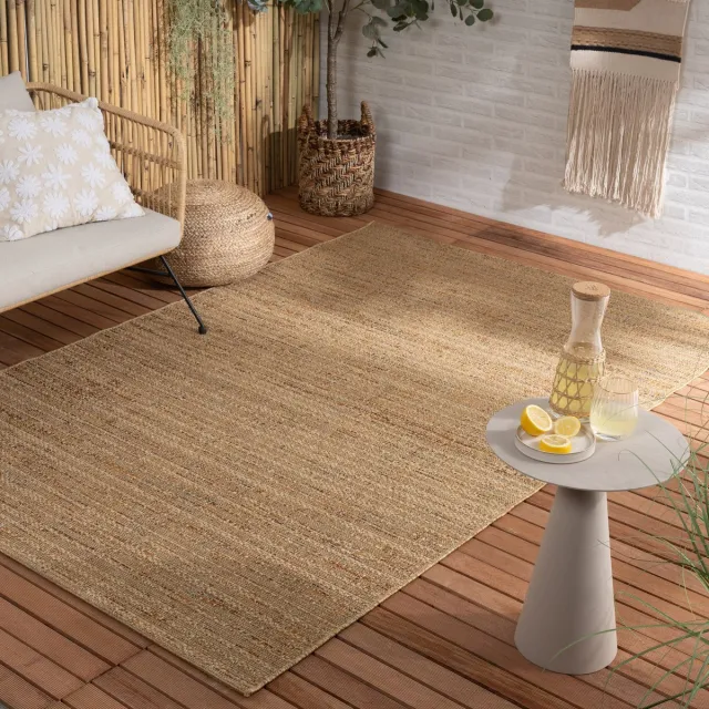 Fraai Jute buitenkleed - Daisy Lines Multicolor - 160x230cm Bruin