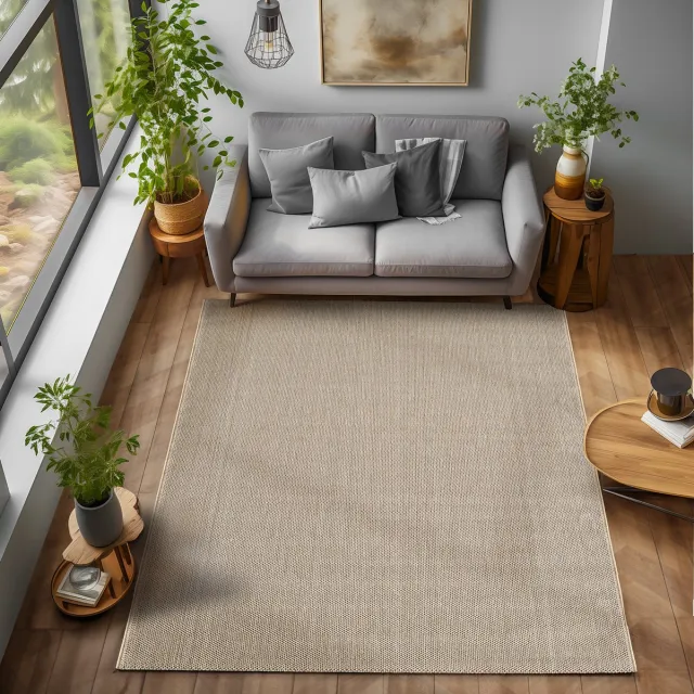 flycarpets Laagpolig vloerkleed - Gevlochten - Handgeweven Look - Beige 160x230 cm