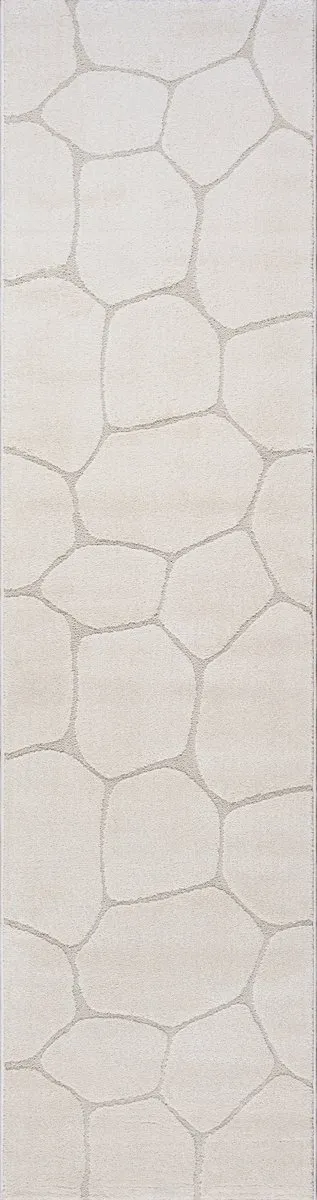 the carpet Everest – vloerkleed met moderne korte pool, hoog-laag effect, 3D-effect, hoge pooldichtheid en aangenaam zacht, steenlook, crème, 80 x 300 cm