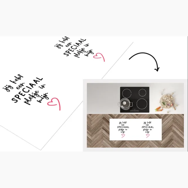 KitchenYeah Keukenloper - Loper keuken - Quotes - Spreuken - Jij hebt een speciaal plekje in mijn hart - Liefde - Keukenloper vinyl Multicolor