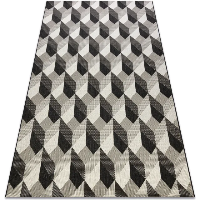 RUGSX Kleden Rugsx Sisal tapijt SISAL FLAT 48624/690 BLOKJES 3D 160x230 cm Zwart