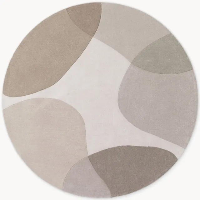Ted Baker Rond laagpolig wollen vloerkleed Clarissa, handgeweven Beige, Grijs