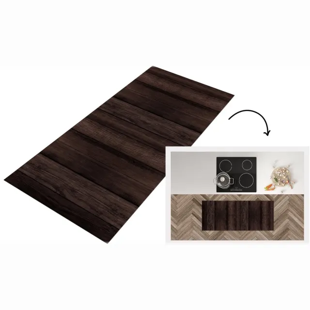 KitchenYeah Keukenloper - Loper keuken - Vintage - Plank - Industrieel - Keukenloper vinyl Multicolor