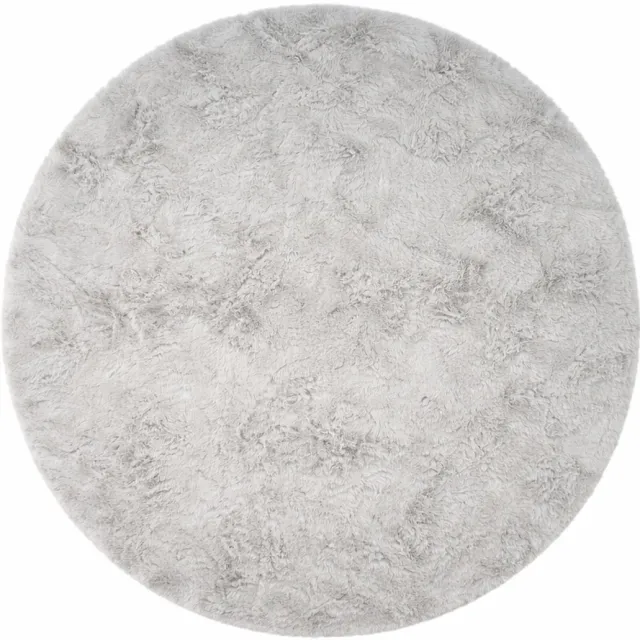 Moonay Fluffy - Rond hoogpolig vloerkleed - Lichtgrijs - 120 cm