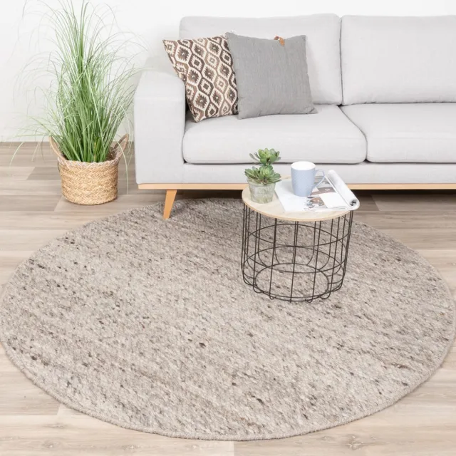 NATURL. Rond wollen vloerkleed - Feline Bruin/Gemeleerd - Ø 120cm