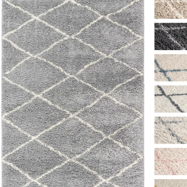 TESSO LIVING Vloerkleed Shaggy, Tapijt, Grijs, Hoogpolig, 155cm x 230cm, Superzacht, Franjes, Berber stijl