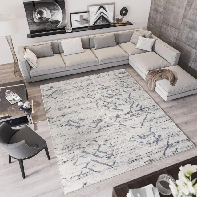 Tapiso Troya Vloerkleed Woonkamer Slaapkamer Grijs Zigzag Design Sfeervol Interieur Modern Geometrisch Duurzaam Hoogwaardig Tapijt Maat - 60x100 Lichtgrijs1