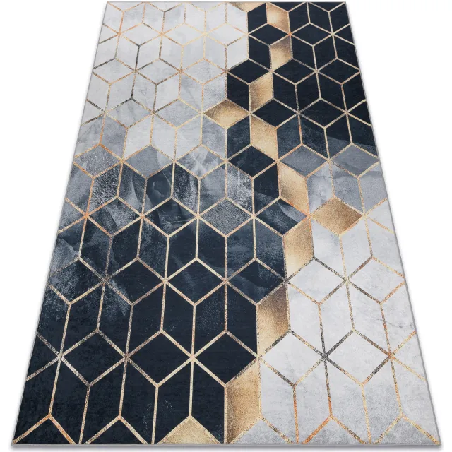 RUGSX Kleden Rugsx ANDRE 1171 tapijt wasbaar Kubus, geometrisch antis 120x170 cm Zwart