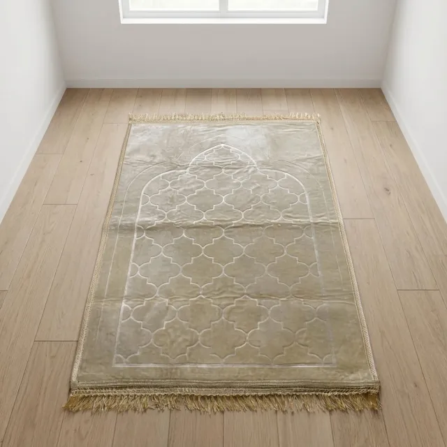 Firaset Seccade- Luxe Gebedskleed – Zacht Fluwelen Janamaz – Effen Ontwerp – Ramadan & Eid Geschenk Beige