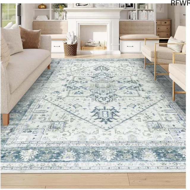 RFWR Wasbaar Vintage Tapijt 160x230cm Antislip en Zacht voor Woonkamer Slaapkamer BeigeGroen