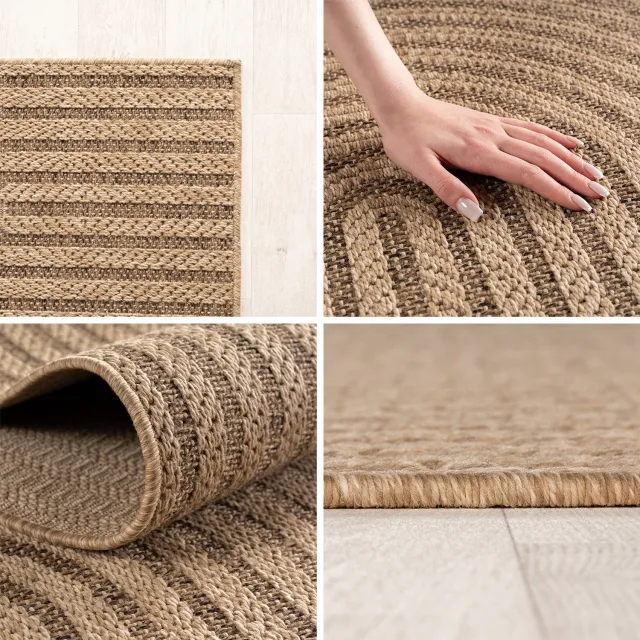 Ayyildiz Timber – Binnen- en buitenkleed – Beige – Jute-look – Ø 160 cm rond
