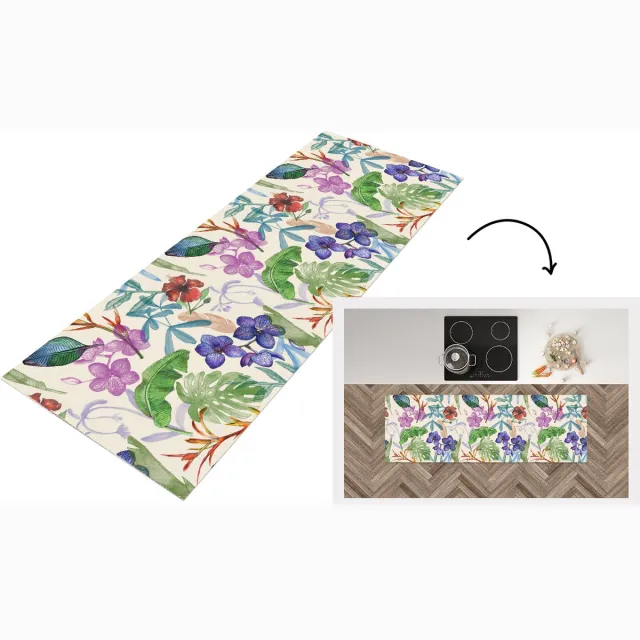 KitchenYeah Keukenloper - Loper keuken - Jungle - Bloemen - Patronen - Keukenloper vinyl Multicolor