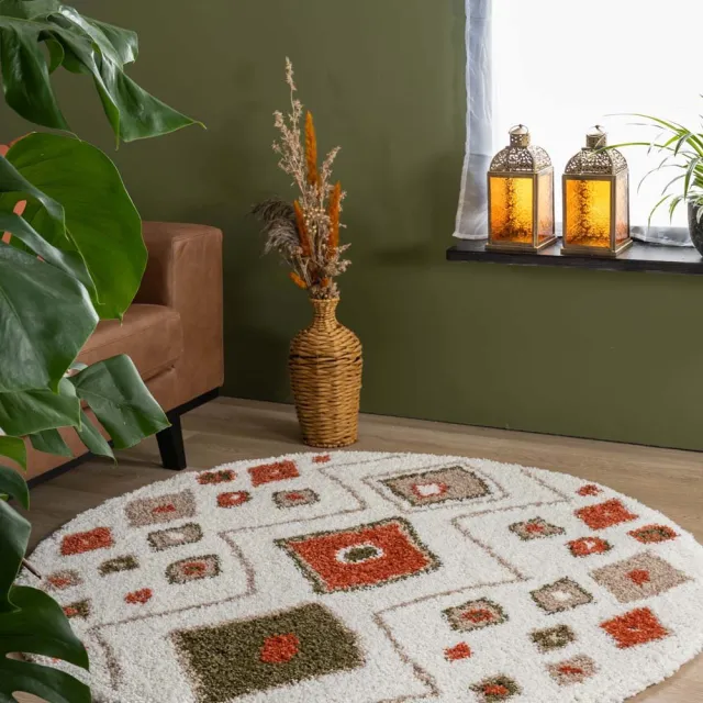 Boho&me Bohemian vloerkleed rond - Artisan wit/multi 200