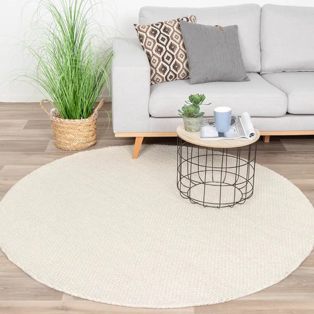 NATURL. Rond wollen vloerkleed - Feline Wit | Isolerend en zacht - Ø 120cm
