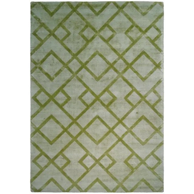 Padiro design laagpolig vloerkleed 200 x 290 cm - groen - modern geometrisch patroon - voor vloerverwarming - van viscose en katoen