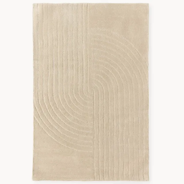 Westwing Collection Handgetuft wollen hoog-laag vloerkleed Mason beige