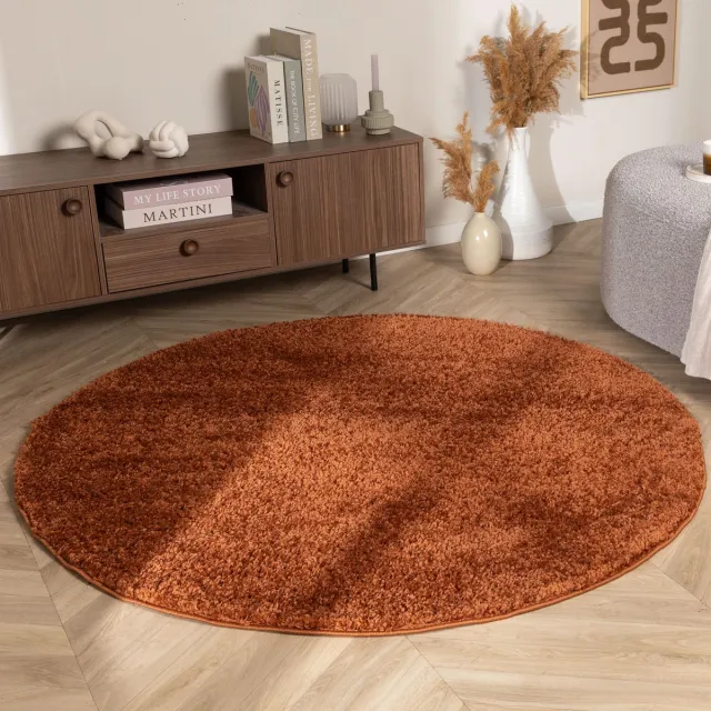 NATURL. Rond Hoogpolig vloerkleed - Wish Terracottacotta - Ø 200 cm